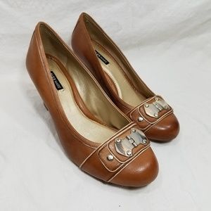 Alex Marie Light Brown Leather Wedges